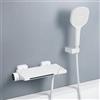 PHASAT Rubinetto per Vasca da Bagno, A Muro Miscelatore Vasca con Doccetta, Rubinetto a Parete Bagno Ottone, Bianco PTBW10E