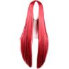 DERKOLY Moda donne tinta unita centrale separazione lunga parrucca rettilinea Cosplay Hairpiece - rosso