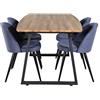 Venture Home GR20301 Velvet & Inca Gastronomia Scrivania con Velluto 4 Sedia, 160 cm Lunghezza x 85 cm Larghezza x 75.5 cm Altezza, Blu