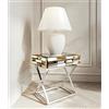 Carme Knightsbridge - Tavolino da salotto a specchio con design effetto vetro 3D con cassetto cromato gambe incrociate per camera da letto, soggiorno (oro rosa)