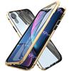HaptiCase Cover per iPhone XR Magnetica Adsorbimento Tech Custodia Anteriore e Posteriore Trasparente Vetro Temperato Case Metallo Alluminio 360 Gradi Full Body Protezione Case - Oro