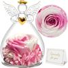 Sunia Rosa Eterna Regalo Donna, Rosa Stabilizzata con Figurine Angelo Regalo Mamma, Angelo Custode Regalo Donna Compleanno, Regali per Lei, Regalo Mamma Nonna Natale San Valentino Festa della Mamma