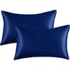 My home store Federa in raso per la salute dei capelli e della pelle, confezione da 2, dimensioni standard 50 x 75 cm, colore: blu navy