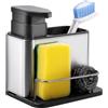 MoonSing Organizer per Lavello da Cucina, Organizzatore per lavandino in Acciaio Inox, Porta Spugne, Dispenser di Sapone, Scola Posate con Rimovibile Vassoio Gocciolamento, Grigio