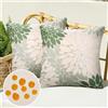Serento Copricuscini Impermeabile Verde e Bianco Dalia Fiore Federe per Cuscini Quadrate Primavera Estate Decorativi Moderni in Lino per Divano Giardino Sedie Picnic Camera da Letto 50x50 cm, Set di 2