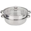 Zouminy Pentola di cottura a vapore Pentola in acciaio inox Pentola a 2 strati con coperchio Fornello a doppia vasca Boiler 27 cm / 11 pollici