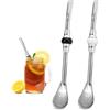 Fatiya 2 Pezzi Cannucce in Acciaio Inox per Yerba Mate, Riutilizzabili, Cannucce Bombilla Mate, Lunghe 19 cm, per Tè e Caffè Sfusi (Perline Nero e Bianco)