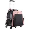 PINKPEGASUS Pet bag trolley borsa portatile zaino per animali domestici può espandere la borsa da viaggio, traspirante e impermeabile, adatto per animali domestici sotto i 10 kg rosa
