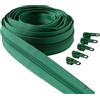 IPEA Cerniera Lampo Catena Continua Verde lunga 5 Metri + 15 Cursori in Metallo - Made in Italy - Catena misura #5 - Cerniere in Nylon - Zip - Tagliabile per Cucito al Metro - Larga 30 mm - Giallo