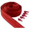 IPEA Cerniera Lampo Catena Continua Rossa - Lunga 5 Metri + 15 Cursori in Metallo - Made in Italy - Catena misura #5 - Cerniere in Nylon - Zip - Tagliabile per Cucito al Metro - Larga 30 mm - Rosso