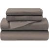 Superior Pash Completo Lenzuola Flanella Cotone Matrimoniale Tinta Unita Grigio, Piazza, 33x12.7x25.4 cm