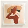 ROOM99 Be My Art - Federa decorativa, 40 x 40 cm, per camera da letto, soggiorno, crema, Femme