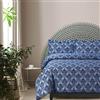 AZORES HOME Set copripiumino Queen in flanella di cotone, di grandi dimensioni, resistente alle pieghe, morbido al tatto, include un copripiumino e due federe, 170 g/m², Sofi Paisley/blu scuro