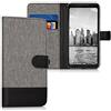 kwmobile Custodia Compatibile con Google Pixel 2 XL Cover Portafoglio - Case Chiusura Magnetica Portacarte Tessuto Similpelle grigio/nero