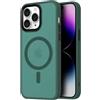 Mixroom - Cover Custodia Bumper Opaco per iPhone 11 PRO Compatibile con MagSafe Accessori Cerchio Magnetico Integrato Retro Semitrasparente Bordo Morbido in TPU Silicone Verde Scuro