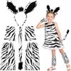 Hifot 6 Pezzi Set di Costumi per Zebra, Zebra Cerchietto con Orecchie Coda Guanti Scaldamuscoli, Zebra Costume Animale Accessori per Bambini Adulti per Cosplay Halloween Carnevale Festa a Tema