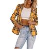 DAIHAN Blazer Corto da Donna a Quadri in Tartan, Maniche 3/4, Giacca Aperta Davanti, Colletto, Costume Cardigan Elegante per Ufficio Business, Rosso, M