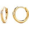 Miore Orecchini Donna Argento Placcati Oro Giallo 18KT, Orecchino cerchio in Argento 925 e Zirconi Brillanti. Orecchino Classico a Lobo anallergico.