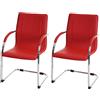 Mendler Set 2x sedie ufficio a slitta Samara acciaio 56x56x93cm rosso