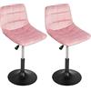 Belfoyer Set di 2 sgabelli da bar in velluto, altezza regolabile, sedia girevole da cucina con schienale e poggiapiedi (rosa)
