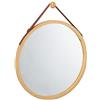 Relaxdays Specchio Tondo da Appendere, Cordino Regolabile, Cornice in Bambù, Moderno, Corridoio & bagno, ∅ 45cm, legno