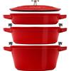 STAUB La Cocotte - Set di pentole rotonde in ghisa, 3 pezzi, colore: Rosso ciliegia
