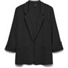 VERO MODA Blazer Leggero da Donna Maniche a Tre Quarti, Elegante Giacca da Lavoro Leggera, Colore:Nero, Taglia:XXL