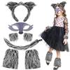XEPST Set di costumi da lupo animale, orecchie e coda di lupo con fascia di lupo zampe di lupo soffici maschera di lupo coda di lupo per costume di animale cosplay compleanno Halloween
