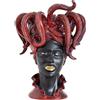 VERUS Testa di moro Medusa in ceramica siciliana di Caltagirone Cori Amenta Bordeaux H. 52 cm
