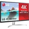 LG 27UL500 Monitor 27 UltraHD 4K LED IPS HDR 10, 3840x2160, 1 Miliardo di Colori, AMD FreeSync 60Hz, HDMI 2.0 (HDCP 2.2), Display Port 1.4, Uscita Audio, Flicker Safe, Bianco