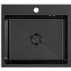 VBChome Lavello da Incasso in Acciaio Inox, 50 x 45 cm, Nero, Con Foro per Rubinetto