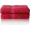 ALCLEAR - Set di asciugamani premium in spugna, disponibili in 6 colori e 5 dimensioni, composto da 2 teli per la sauna da 70x140 cm di colore rosso - standard Oeko-Tex 100