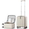 Hanke Valigia da viaggio in policarbonato rigido, parte superiore apribile, telaio in alluminio, con ruote, trolley da donna e da uomo, da 41, 51, 61 e 66 cm, Bianco avorio., 26 Inch