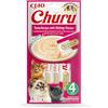 INABA Churu Snack per Gatti Cremoso con Tonno al Gusto di Gamberetti - 1 Pack (4 Stick x 14gr) - Cibo per Gatti da Leccare, Sano e Delizioso - Snack Gatto Senza Conservanti o Coloranti Artificiali