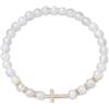 COAI Bracciale Croce da Donna con Perle di Pietra di Luna Naturale S, Bracciale Pietra di Luna da Donna con Croce