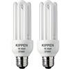 Kippen 1403X1 - Confezione 2 pezzi di Lampade a Risparmio Energetico Modello 3 Tubi, 18 Watt. Luce Calda 2700K. Attacco E27