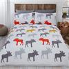 Rapport Home Rapport - Set di biancheria da letto con copripiumino e federe, 100% flanella di cotone spazzolato, motivo alce (ocra, super king)