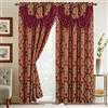 Elegant Comfort Set di 2 tende effetto jacquard con mantovana a cascata attaccata, 137 x 213 cm, bordeaux/oro