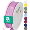 Halbach Seidenbänder Nastro regalo di alta qualità con bordo metallico, larghezza 25 mm, lunghezza 25 m, certificato Öko-Tex 100, nastro in taffettà, prodotto in Germania, colore: rosa