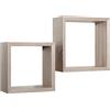 MODULARREDO | GINEVRA Set di 2 Mensole da Muro, Cubi Arredo, Mensole Cubo, Cubi da Parete, Cubi Portaoggetti, 35x35 p15.5 cm, e 30x30 p15.5 cm, Rovere Sagerau - Made in Italy