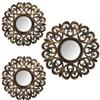 DRW Set di 3 applique da parete rotonde con specchi in melamina dorati 35 cm-1 25 cm-2 pz