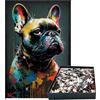 GREEN ANOO GreenAnoo - Puzzle per adulti, 1000 pezzi, motivo: animali Popart - cane bulldog francese - decorazione da parete - cornice 50 x 75 cm - qualità premium cartone FSC 2 mm