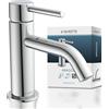 SCHÜTTE Rubinetto per acqua fredda ARAGON 37955, rubinetto per bagno solo per acqua fredda, rubinetto per lavabo nel WC degli ospiti, rubinetto per lavandino piccolo, valvola a pavimento, cromato