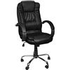 MALATEC Comoda sedia da ufficio girevole ergonomica da scrivania, con rivestimento in ecopelle, colore nero/bianco/marrone 8983, colore: nero