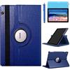 R.SHENGTE Custodia per Huawei MediaPad T5 10 Tablet 10.1 inch (AGS2-W09 AGS2-L09 AGS2-L03) - Rotazione di 360 gradi Custodia protettiva completa per supporto,Con Penna Stilo, Pellicola Per Schermo (Deep Blue)