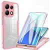 Beajew Custodia per Xiaomi Redmi Note 13 4G con Protezione per lo Schermo Integrata, Retro Trasparente,Custodia Antiurto 360 Gradi,Rugged PC + TPU Sottile Bumper Silicone Case-Rosa