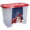 M-Home PLS4959-137 - Scatola portaoggetti per bambini, con coperchio + ruote, in plastica trasparente, con coperchio colorato, motivo natalizio, 59 x 39 x 45 cm, 64 l, fantasia floreale