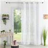 HomeMaison.com Tenda effetto lino ricamato, 140 x 240 cm, colore: Bianco