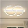 LUOLONG Plafoniera a LED plafoniera dimmerabile lampada da soggiorno nera 45W con telecomando Plafoniera a 2 anelli circolare lampada da camera da letto ufficio studio illuminazione a soffitto-50cm Bianco