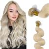 Elailite Extension Capelli Veri Tessitura Rinforzata Matasse Bionde 35cm - Grado 7A 100% Remy Virgin Human Hair Brasiliani Ricci Mossi 100g, 60# Biondo Platino